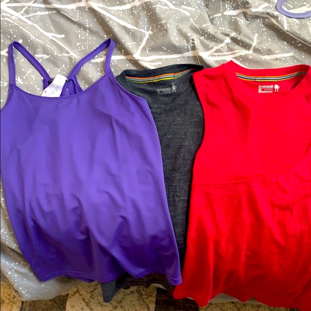 3 XS REI Workout Tanks - SmartWool and Oiselle